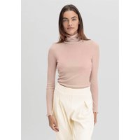 hessnatur Damen Longsleeve mit Rollkragen WARM TOUCH aus Bio-Merinowolle und TENCEL™ Lyocell - beige - Größe 48 von hessnatur