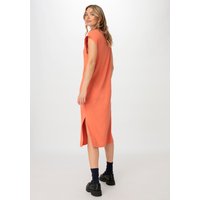 hessnatur Damen Rib Jersey Kleid Midi Regular aus Bio-Baumwolle - orange - Größe 40 von hessnatur