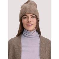 hessnatur Damen Mütze aus Bio-Merinowolle mit Bio-Baumwolle - braun - Größe One Size von hessnatur