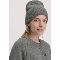 hessnatur Damen Mütze aus Bio-Merinowolle mit Bio-Baumwolle - grau - Größe One Size von hessnatur