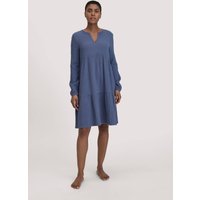 hessnatur Damen Musselin Nachthemd Relaxed PURE COMFORT aus Bio-Baumwolle - blau - Größe 38 von hessnatur