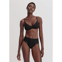hessnatur Damen Panty Regular Cut mit Spitze aus TENCEL™ Modal - schwarz - Größe 38 von hessnatur