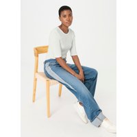 hessnatur Damen Jeans Patchwork High Waist Wide Leg Relaxed aus Bio-Denim - blau - Größe 30/30 von hessnatur