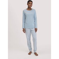 hessnatur Damen Pyjama Regular PURE COTTON aus Bio-Baumwolle - blau - Größe 40 von hessnatur