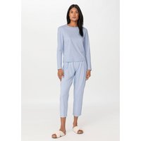 hessnatur Damen Pyjama Regular PURE NATURE aus Bio-Baumwolle - blau - Größe 48 von hessnatur