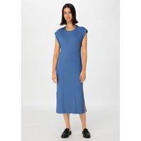 hessnatur Damen Rib Jersey Kleid Midi Regular aus Bio-Baumwolle - blau - Größe 34 von hessnatur