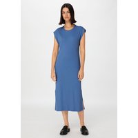 hessnatur Damen Rib Jersey Kleid Midi Regular aus Bio-Baumwolle - blau - Größe 38 von hessnatur