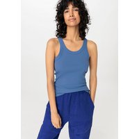 hessnatur Damen Rib Top Slim aus Bio-Baumwolle - blau - Größe 34 von hessnatur