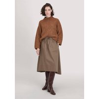 hessnatur Damen Rock Midi Relaxed aus Bio-Baumwolle - braun - Größe 46 von hessnatur