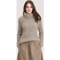 hessnatur Damen Rollkragenpullover Relaxed aus Alpaka mit Bio-Baumwolle - beige - Größe S von hessnatur