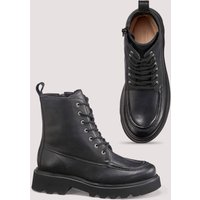 hessnatur Damen Schnürboots aus chromfrei gegerbtem Leder - schwarz - Größe 36 von hessnatur