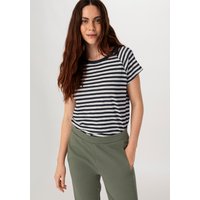 hessnatur Damen Slub Ringel-Shirt Regular aus Bio-Baumwolle - blau - Größe 34 von hessnatur