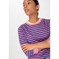 hessnatur Damen Slub Shirt Streifen Regular aus Bio-Baumwolle - rosa - Größe 34 von hessnatur