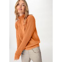 hessnatur Damen Slub Strick Troyer Relaxed aus Bio-Baumwolle - orange - Größe 42 von hessnatur