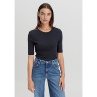 hessnatur Damen Softrib Shirt Slim aus Bio-Baumwolle und TENCEL™ Modal - blau - Größe 46 von hessnatur