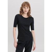 hessnatur Damen Softrib Shirt Slim aus Bio-Baumwolle und TENCEL™ Modal - schwarz - Größe 42 von hessnatur