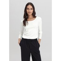 hessnatur Damen Softrib Langarmshirt Slim aus Bio-Baumwolle mit TENCEL™ Modal - weiß - Größe 36 von hessnatur