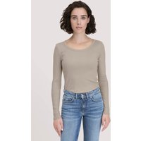 hessnatur Damen Softrib Longsleeve Fitted aus Bio-Baumwolle und TENCEL™ Modal - beige - Größe 40 von hessnatur