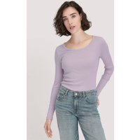 hessnatur Damen Softrib Longsleeve Fitted aus Bio-Baumwolle und TENCEL™ Modal - lila - Größe 44 von hessnatur