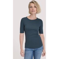 hessnatur Damen Softrib T-Shirt Fitted aus Bio-Baumwolle und TENCEL™ Modal - blau - Größe 48 von hessnatur