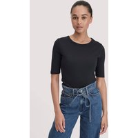 hessnatur Damen Softrib T-Shirt Fitted aus Bio-Baumwolle und TENCEL™ Modal - schwarz - Größe 38 von hessnatur