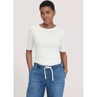 hessnatur Damen Softrib T-Shirt Fitted aus Bio-Baumwolle und TENCEL™ Modal - weiß - Größe 48 von hessnatur