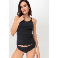 hessnatur Damen Spaghetti Top Fitted im 2er-Pack PURE NATURE aus Bio-Baumwolle - schwarz - Größe 34 von hessnatur