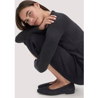 hessnatur Damen Spitzer Ballerina aus chromfrei gegerbtem Leder - schwarz - Größe 38 von hessnatur