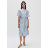 hessnatur Damen Streifen Hemdblusen Kleid Midi Relaxed aus Bio-Baumwolle - blau - Größe 44 von hessnatur