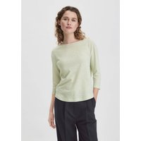 hessnatur Damen Streifen Longsleeve Relaxed aus Leinen und Bio-Baumwolle - beige - Größe 42 von hessnatur