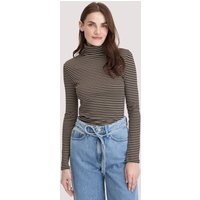 hessnatur Damen Streifen Softrib Longsleeve Fitted aus Bio-Baumwolle und Modal - beige - Größe 40 von hessnatur