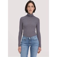 hessnatur Damen Streifen Softrib Longsleeve Fitted aus Bio-Baumwolle und Modal - blau - Größe 48 von hessnatur