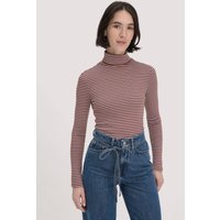 hessnatur Damen Streifen Softrib Longsleeve Fitted aus Bio-Baumwolle und Modal - lila - Größe 40 von hessnatur