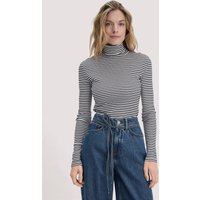 hessnatur Damen Streifen Softrib Longsleeve Fitted aus Bio-Baumwolle und Modal - weiß - Größe 38 von hessnatur