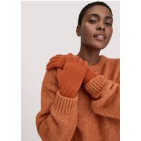 hessnatur Damen Strick Handschuhe aus Bio-Merinowolle mit Cashmere - orange - Größe 1size von hessnatur