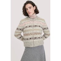 hessnatur Damen Strick Jacke Regular aus Alpaka mit Bio-Baumwolle - grau - Größe XS von hessnatur