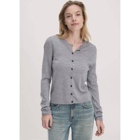 hessnatur Damen Strick Jacke Regular aus Bio-Merinowolle - grau - Größe XS von hessnatur