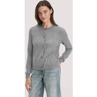 hessnatur Damen Strick Jacke Regular aus Bio-Merinowolle mit Cashmere - grau - Größe XS von hessnatur