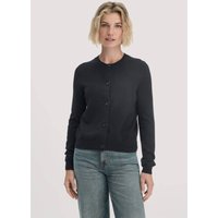 hessnatur Damen Strick Jacke Regular aus Bio-Merinowolle mit Cashmere - schwarz - Größe L von hessnatur