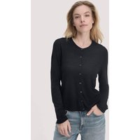 hessnatur Damen Strick Jacke Regular aus Bio-Merinowolle - schwarz - Größe L von hessnatur