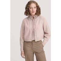 hessnatur Damen Strick Jacke Relaxed Cropped aus Bio-Merinowolle mit Bio-Baumwolle - rosa - Größe XL von hessnatur