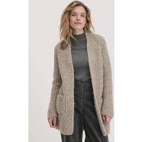 hessnatur Damen Strick Jacke Relaxed aus Alpaka mit Bio-Baumwolle - beige - Größe XS von hessnatur