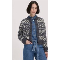 hessnatur Damen Strick Jacke Relaxed aus Alpaka mit Bio-Baumwolle - blau - Größe XS von hessnatur