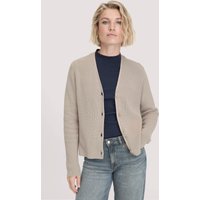 hessnatur Damen Strick Jacke Relaxed aus Bio-Baumwolle - beige - Größe XL von hessnatur
