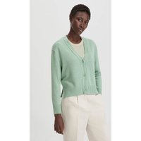 hessnatur Damen Strick Jacke Relaxed aus Bio-Baumwolle mit Leinen - grün - Größe L von hessnatur