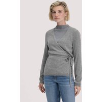 hessnatur Damen Strick Jacke Relaxed aus Bio-Merinowolle mit Cashmere - grau - Größe XXL von hessnatur