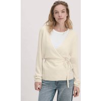 hessnatur Damen Strick Jacke Relaxed aus Bio-Merinowolle mit Cashmere - weiß - Größe XXL von hessnatur