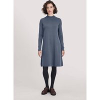 hessnatur Damen Strick Kleid Relaxed aus TENCEL™ Lyocell mit Bio-Baumwolle - blau - Größe L von hessnatur
