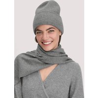 hessnatur Damen Strick Mütze aus Bio-Merinowolle mit Cashmere - grau - Größe 1size von hessnatur