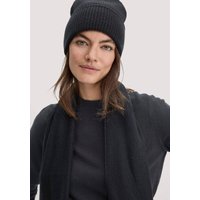 hessnatur Damen Strick Mütze aus Bio-Merinowolle mit Cashmere - schwarz - Größe 1size von hessnatur